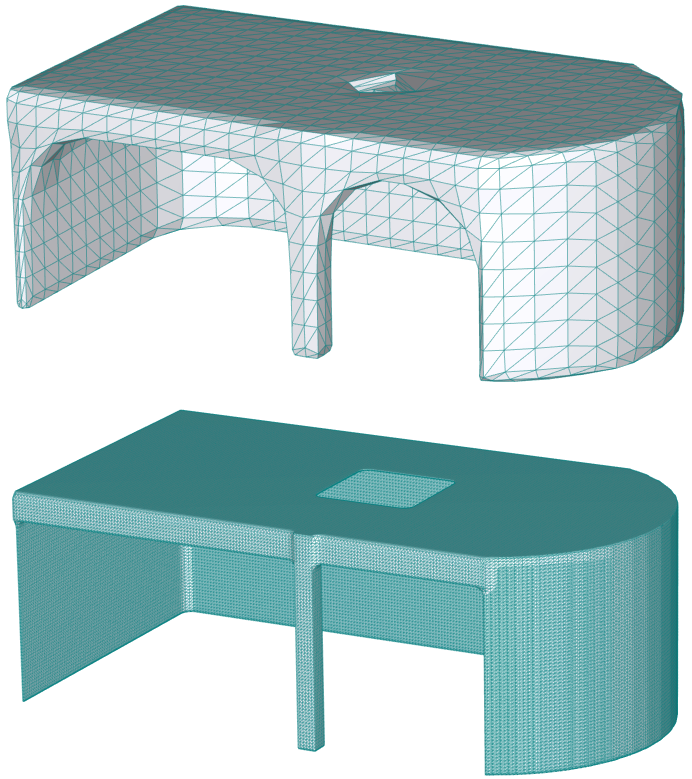 Модель с уровнями детализации 0 (верх) и 4 (низ)